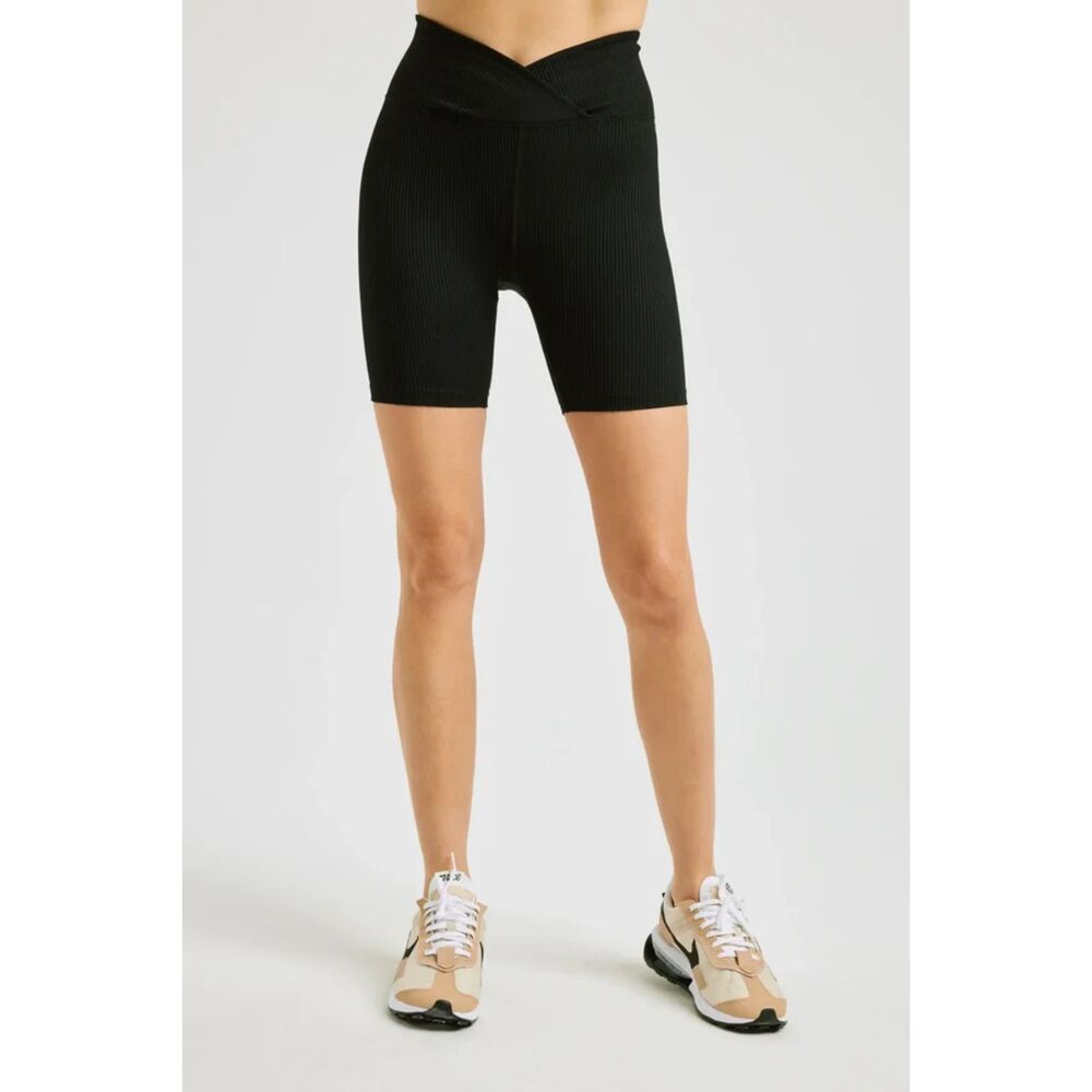 Year of Ours Black Ribbed High-Waist Athletic Bike Shorts